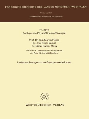 cover image of Untersuchungen zum Gasdynamik-Laser